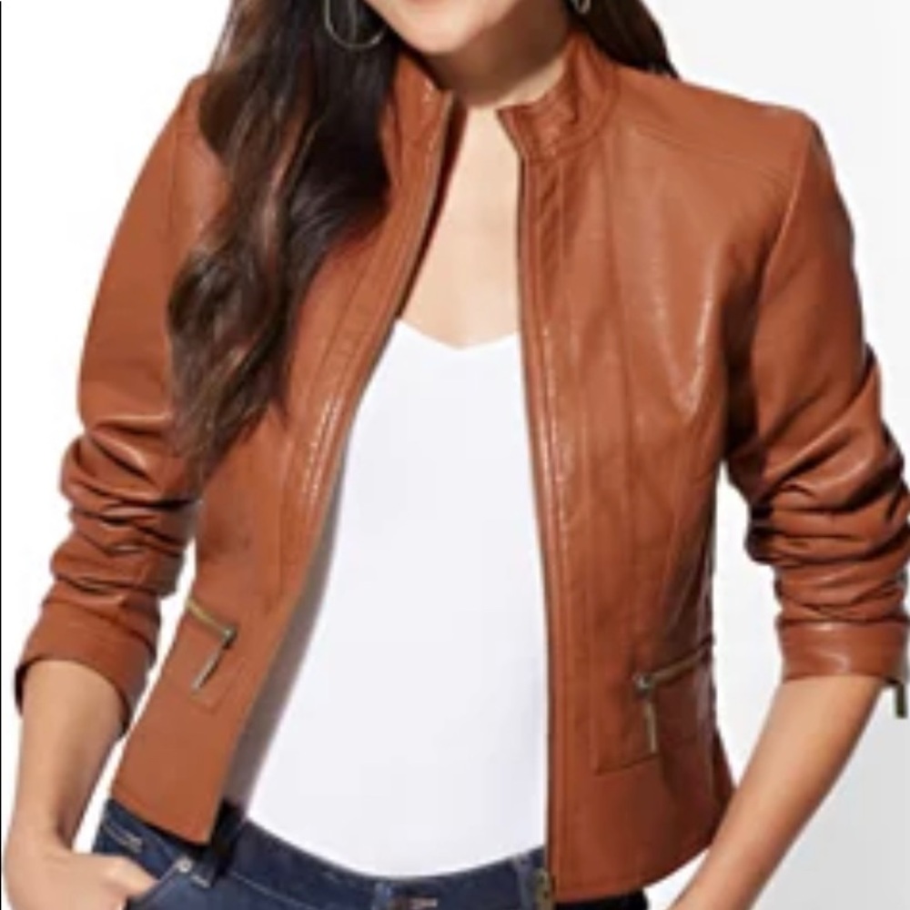 Brown Faux Leather Jacket